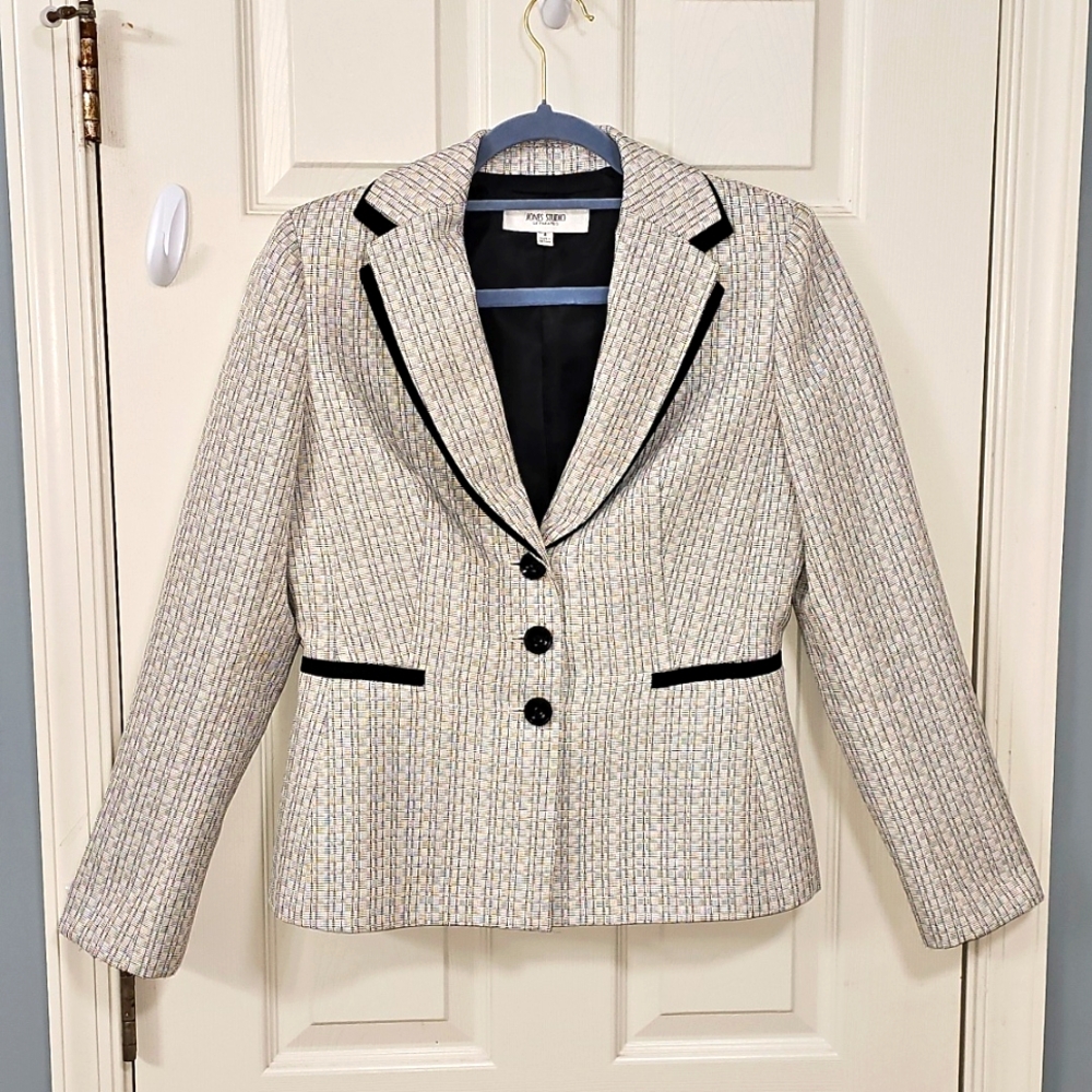 Kasper Elegant Wear Black Cream Blazer Office Wear Career Wear Business Casual